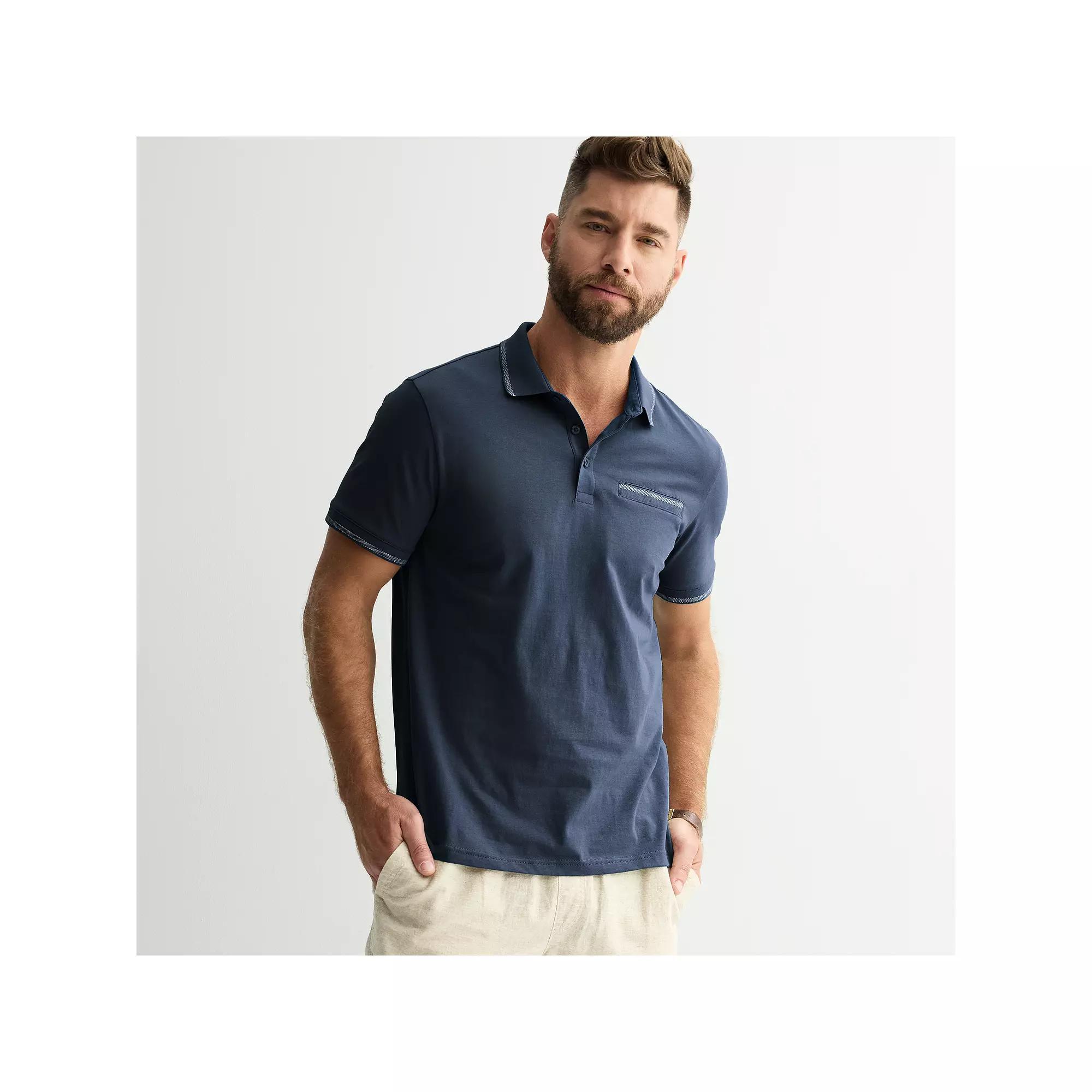 Men's Apt. 9® Short Sleeve Tipped Polo, Size: XXL, Purple Vision Product Image