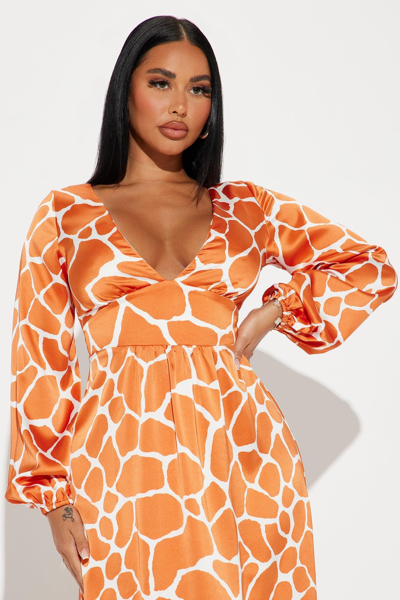Addison Satin Maxi Dress - Orange Product Image