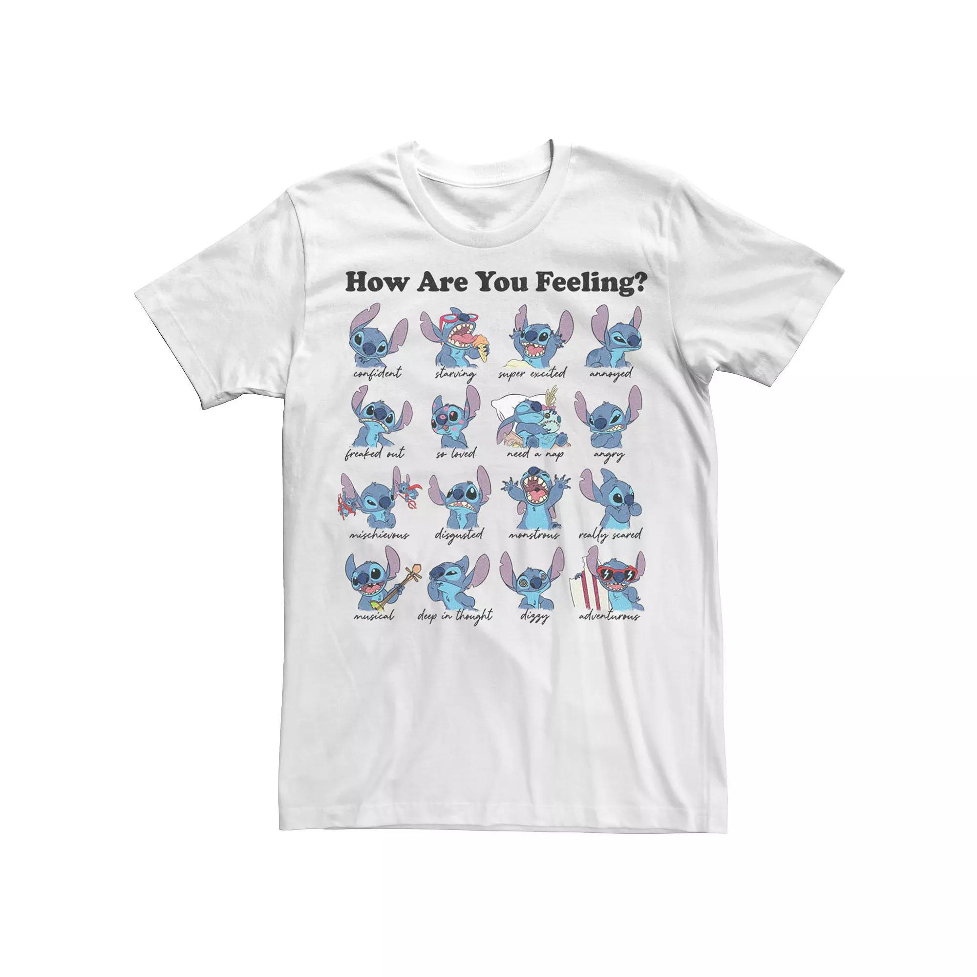 Disney's Lilo & Stitch Stitch Moods Poster Men's Tee, Size: XXL, White Product Image