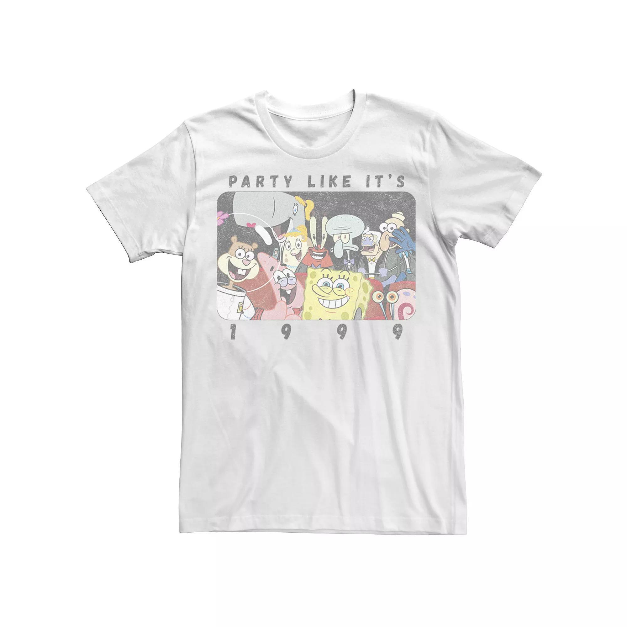 Big & Tall SpongeBob SquarePants Party Like It's 1999 Tee, Men's, Size: 4XLT, White Product Image