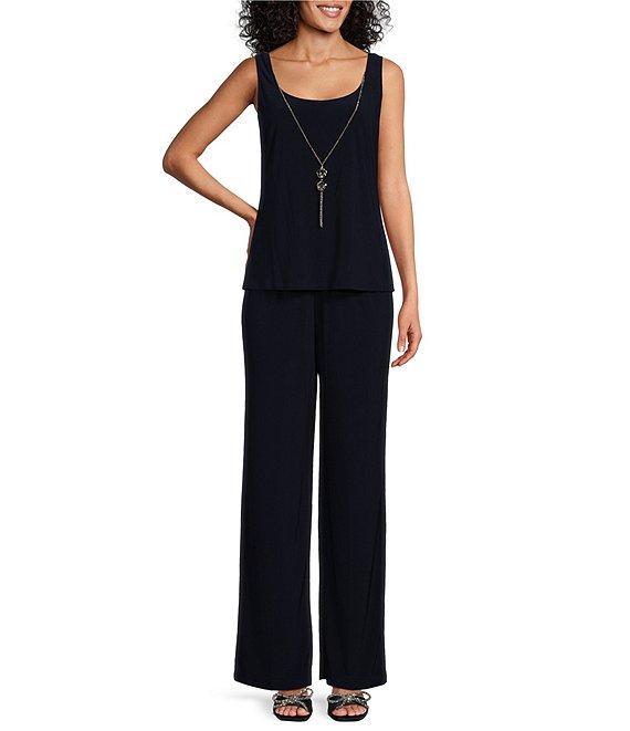 R & M Richards 3/4 Sleeve Crew Neck Embroidered Soutache 3-Piece Pant Set Product Image