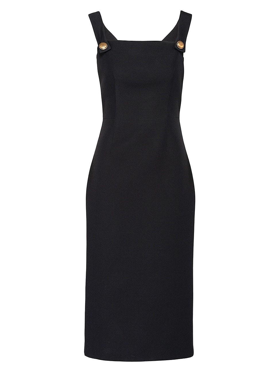 Button-Strap Crepe Midi Dress Product Image