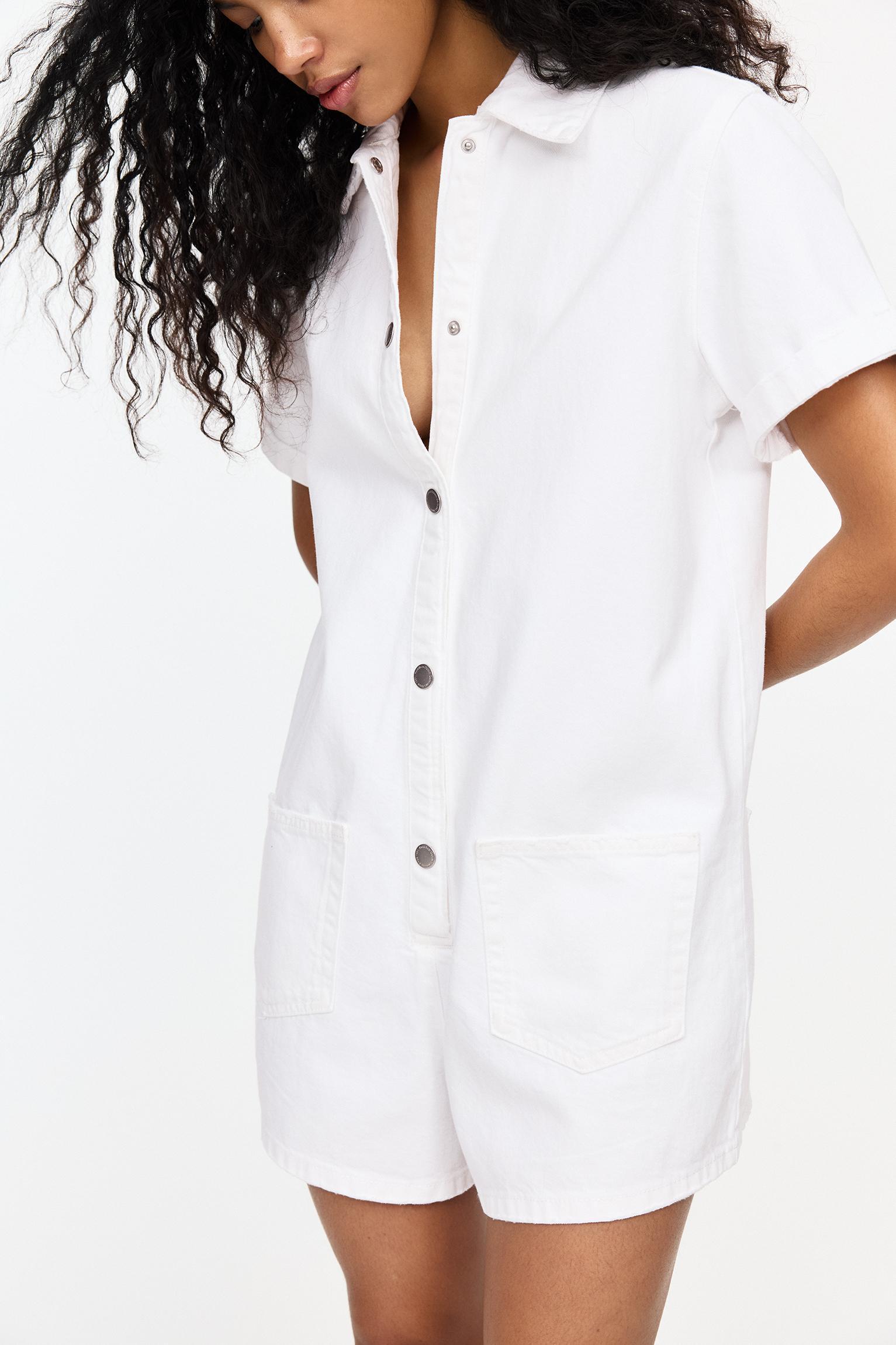 White short sleeve jumpsuit Product Image