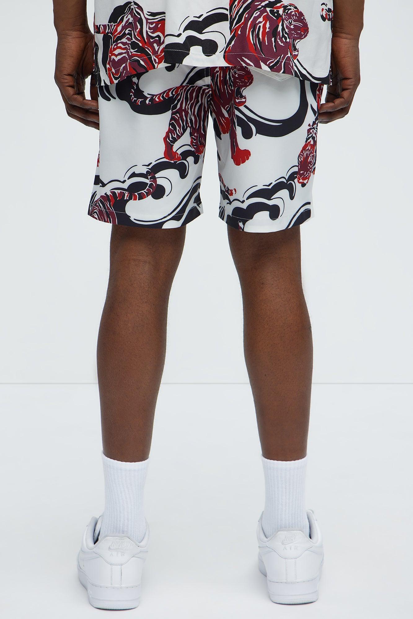 Tiger Waves Relaxed Shorts - White/combo Product Image