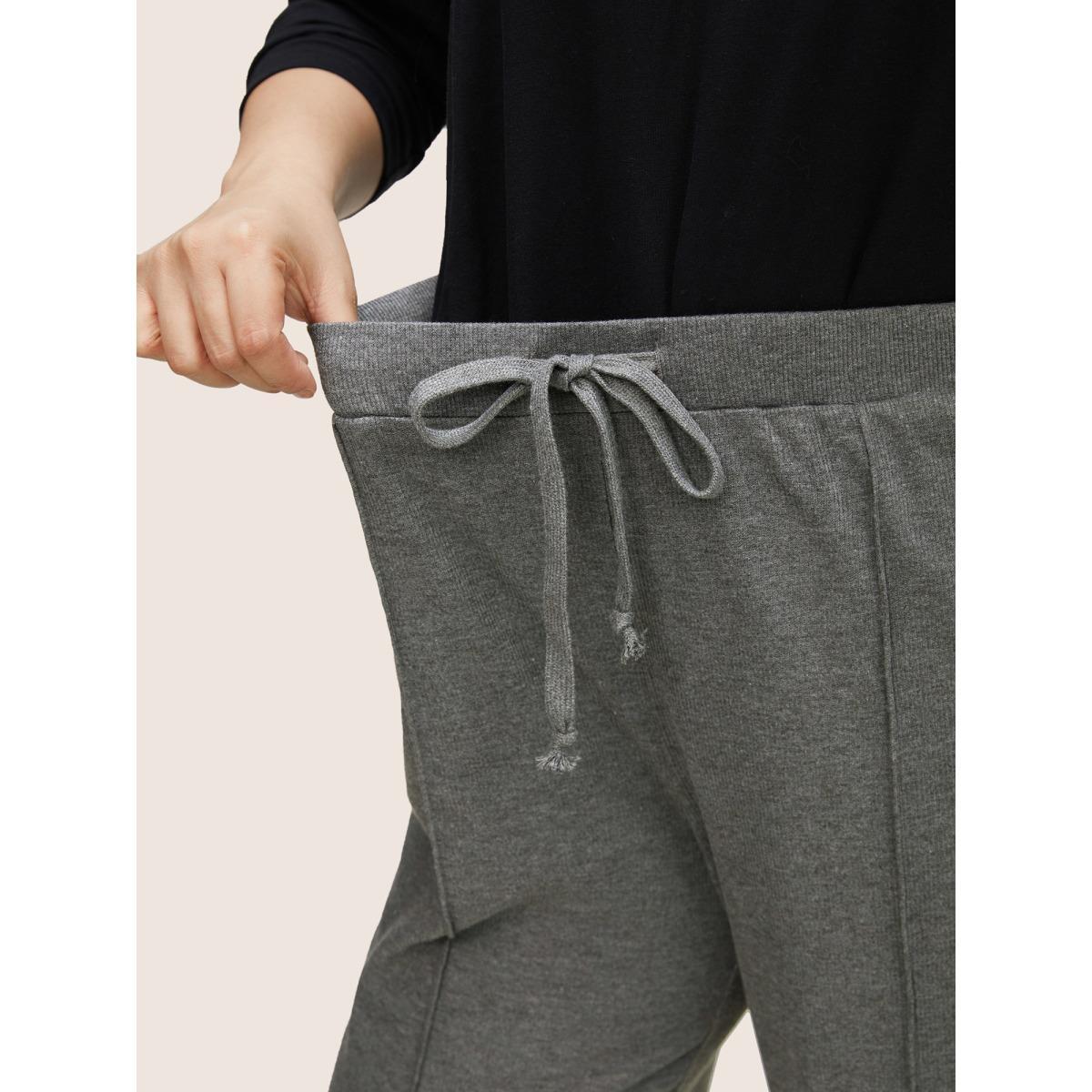 Plus Size Plisse Drawstring Pocket Wide Leg Pants Women DimGray Casual Wide Leg High Rise Everyday Pants BloomChic 14-16/1X Product Image