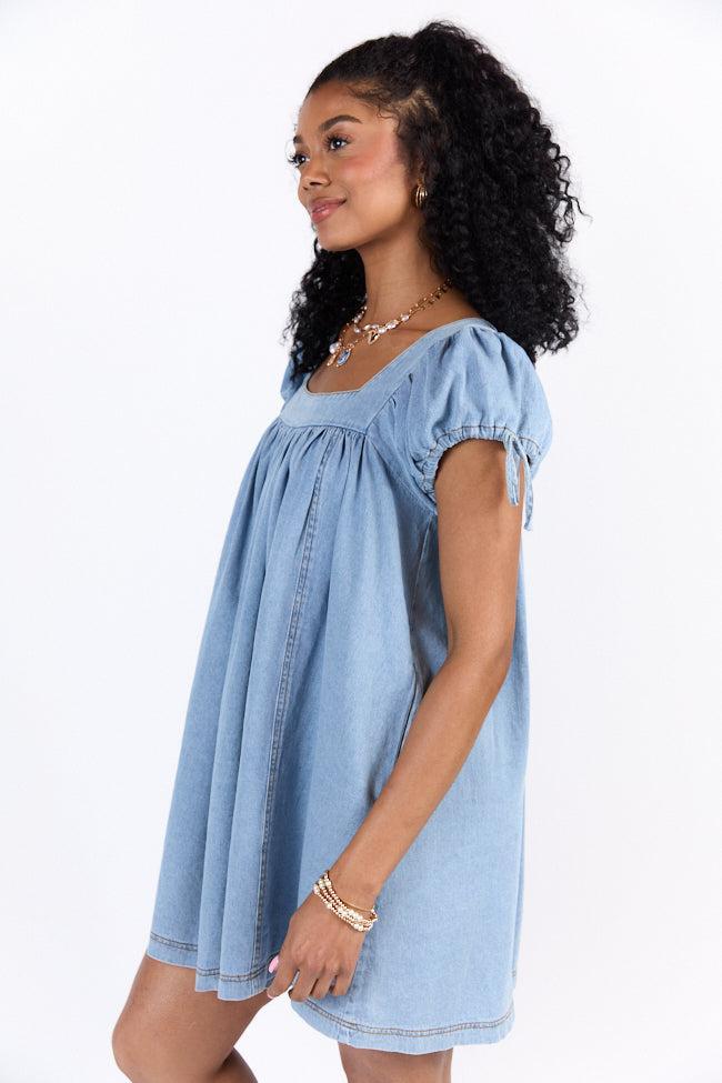 Meet Me Later Chambray Short Sleeve Swing Dress SALE Product Image