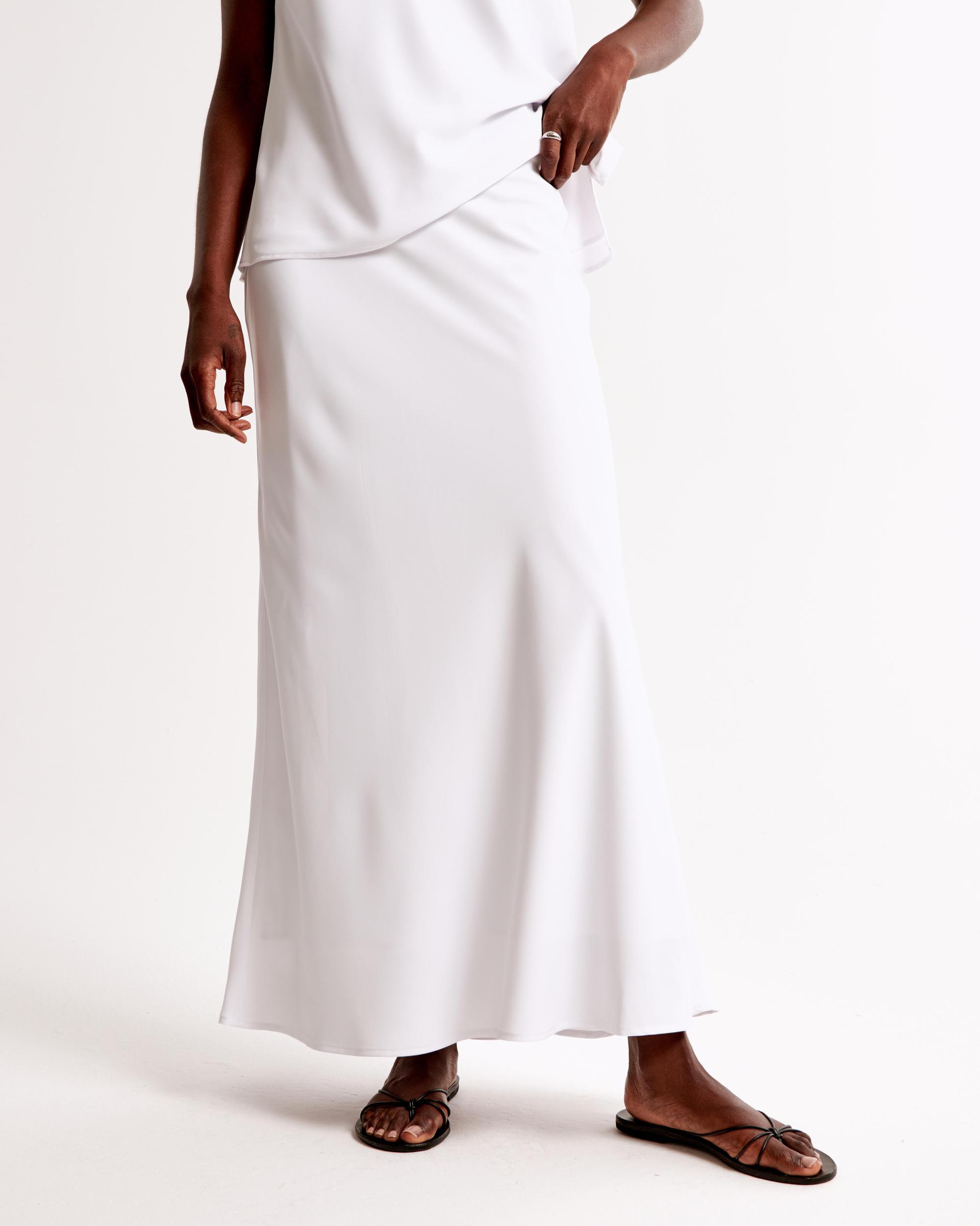 Mid Rise Satin Maxi Skirt Product Image
