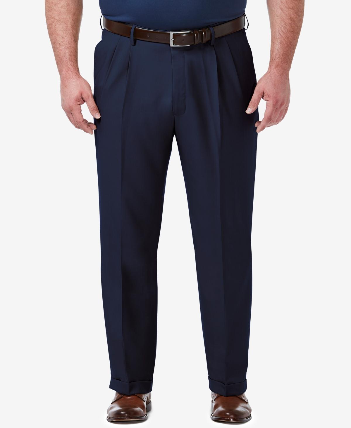 Big & Tall Haggar Premium Comfort Classic-Fit Pleated Hidden Expandable Waistband Dress Pants, Mens Dark Brown Product Image