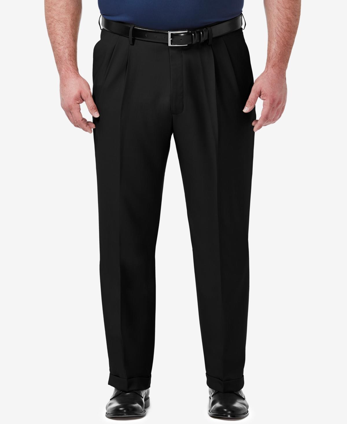 Big & Tall Haggar Premium Comfort Classic-Fit Pleated Hidden Expandable Waistband Dress Pants, Mens Dark Brown Product Image