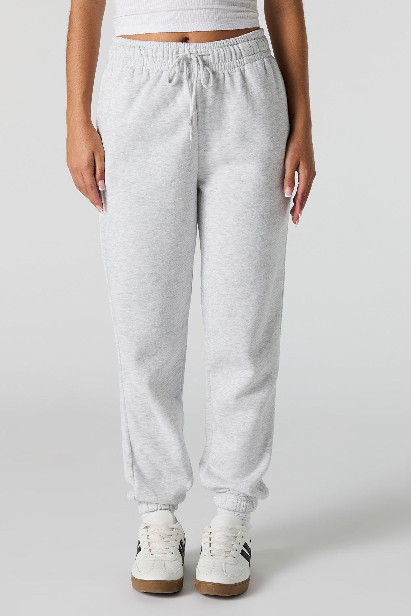 High Rise Solid Fleece Jogger Female Product Image