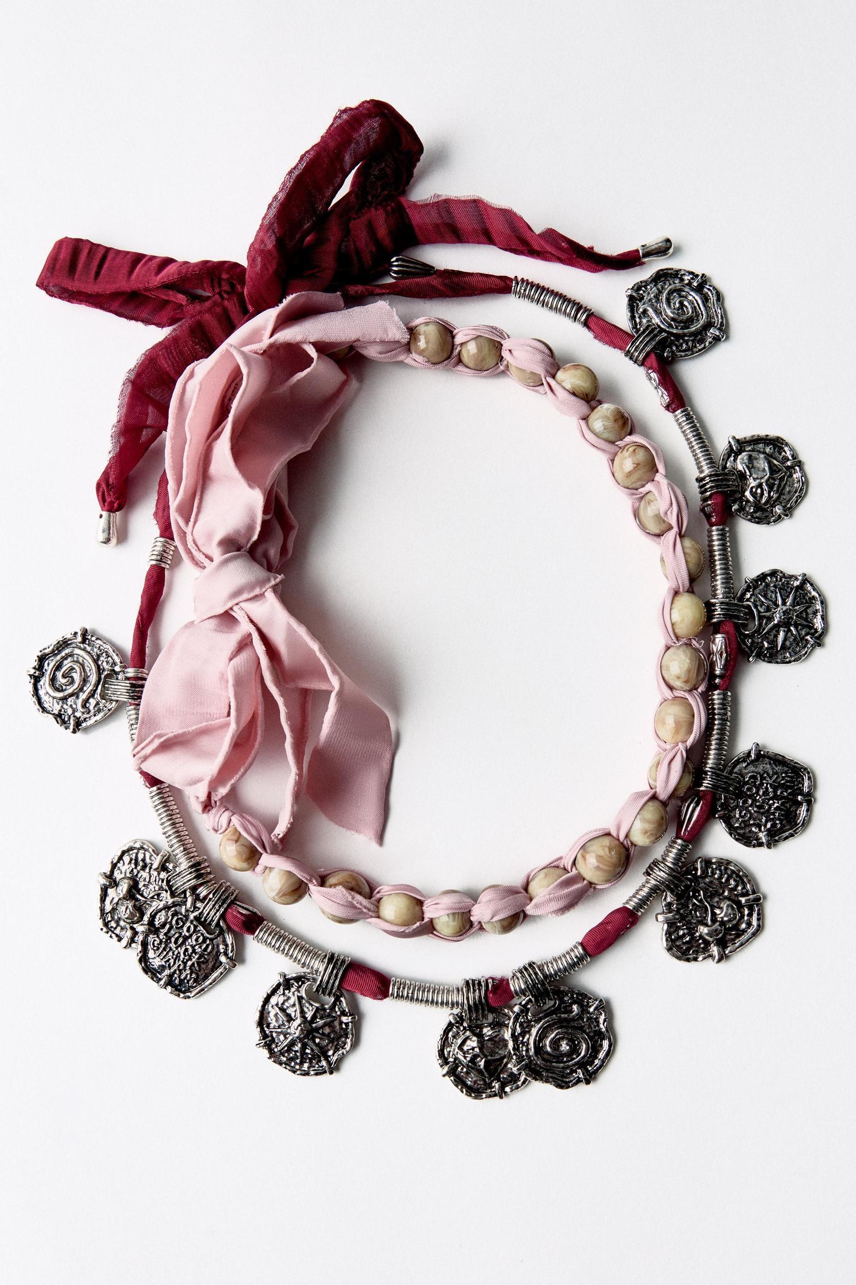 TWO PACK OF FABRIC PIECE NECKLACES Product Image