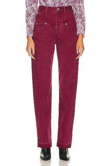 Isabel Marant Noemie Straight Leg in Burgundy Product Image