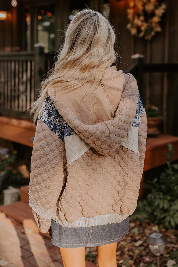 Cozy Couture Quilted Jacket in Warm Taupe Product Image