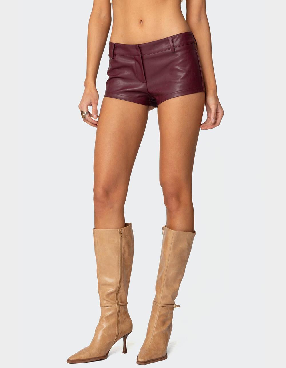 EDIKTED Melaney Faux Leather Micro Shorts Product Image