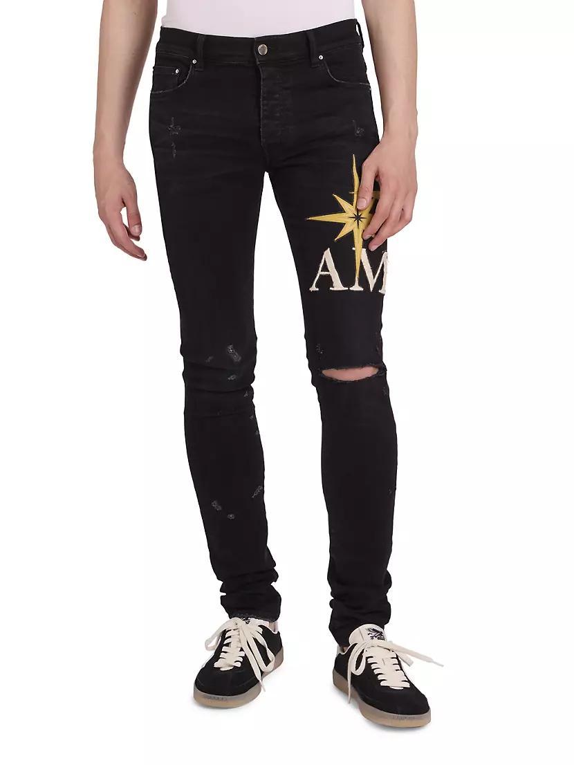 Mens Starburst Appliqud Skinny Jeans Product Image