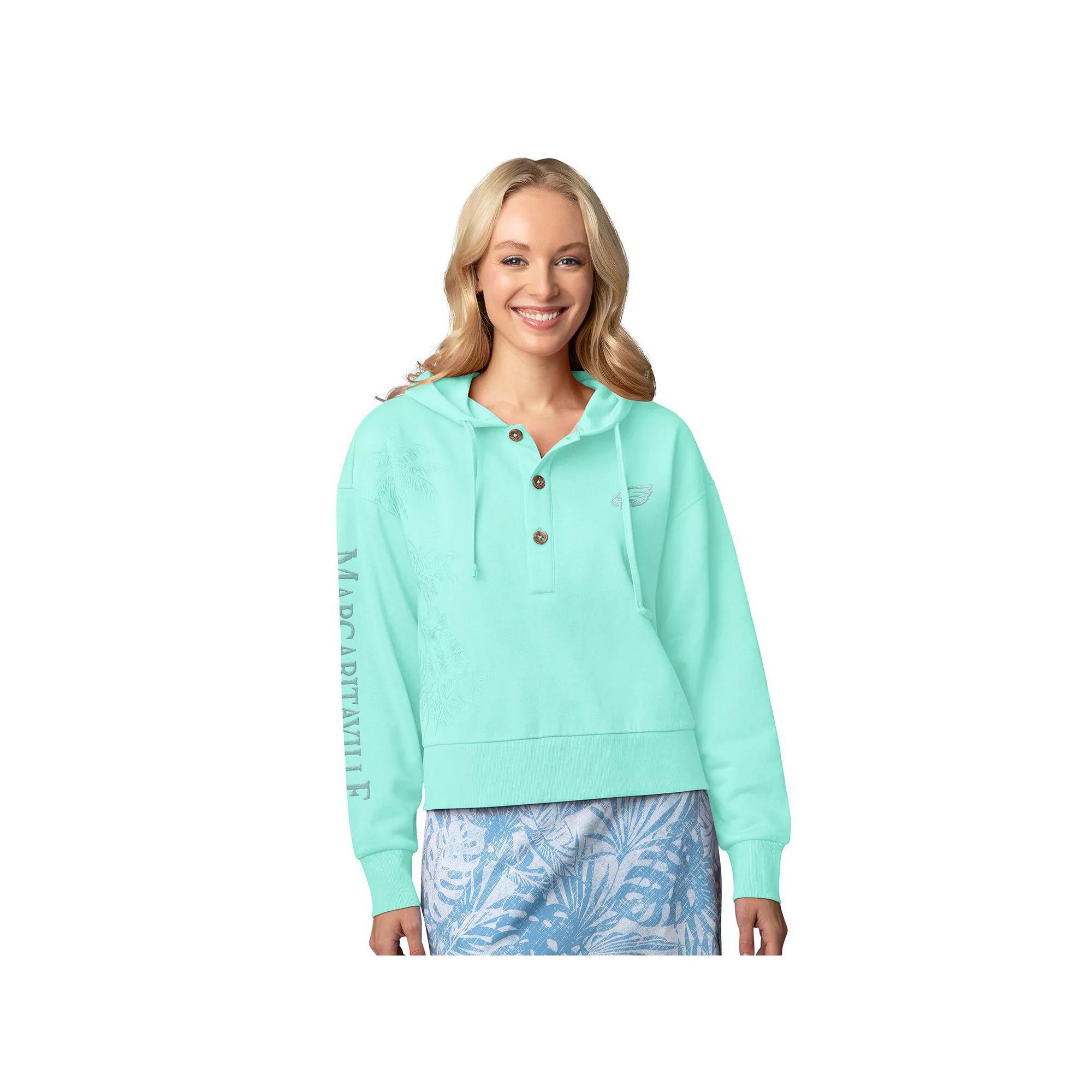 Women's Margaritaville Mint Philadelphia Eagles Island Dream Solid Pullover Hoodie, Size: 2XL, Team Product Image