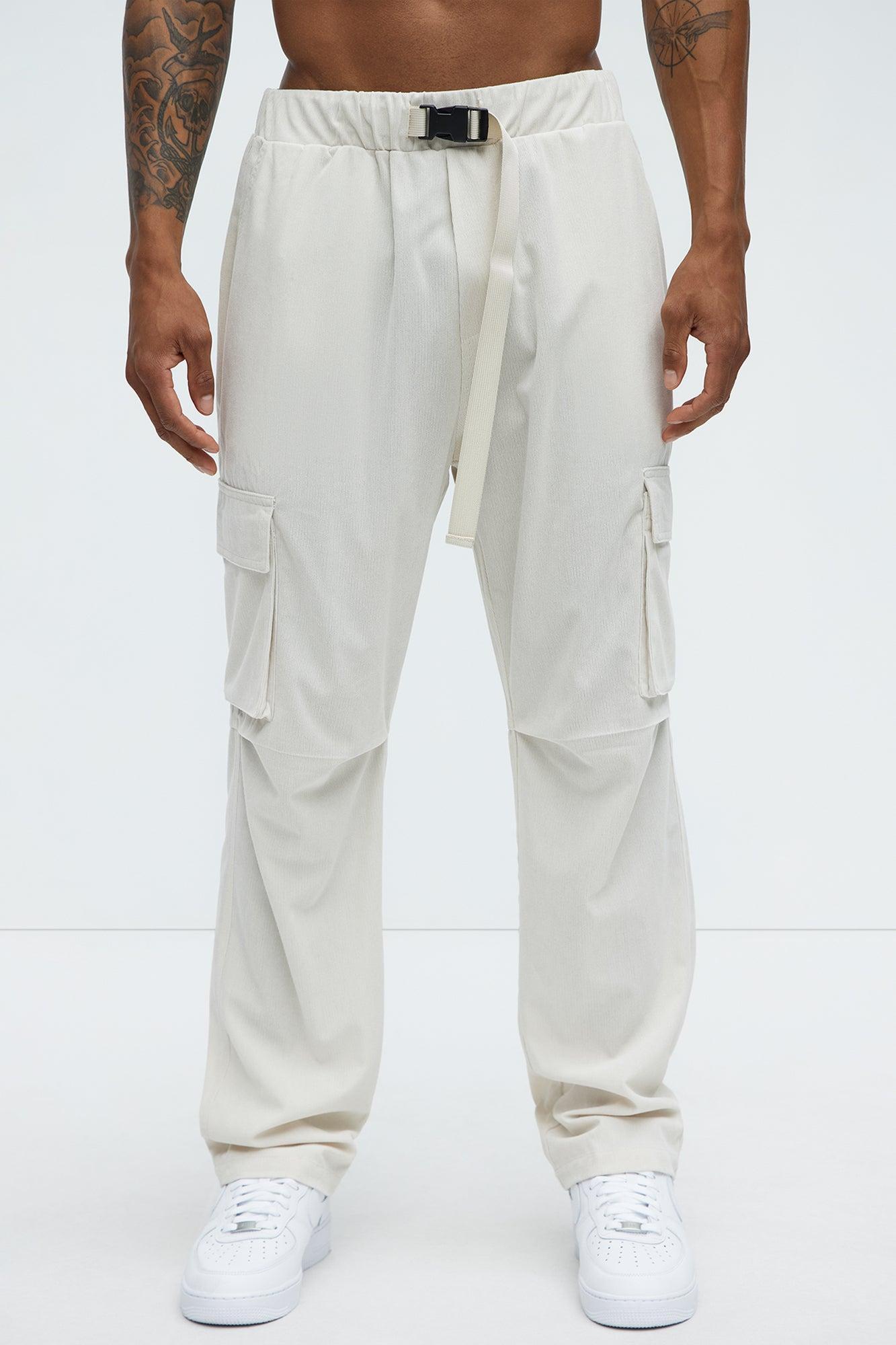 Bedford Corduroy Slim Cargo Pants - Off White Product Image
