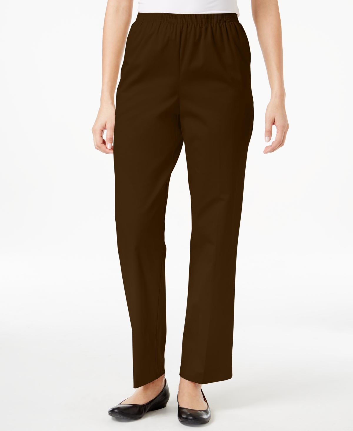 Women's Alfred Dunner Classics Twill Proportioned Pants, Size: 10, Brown Product Image