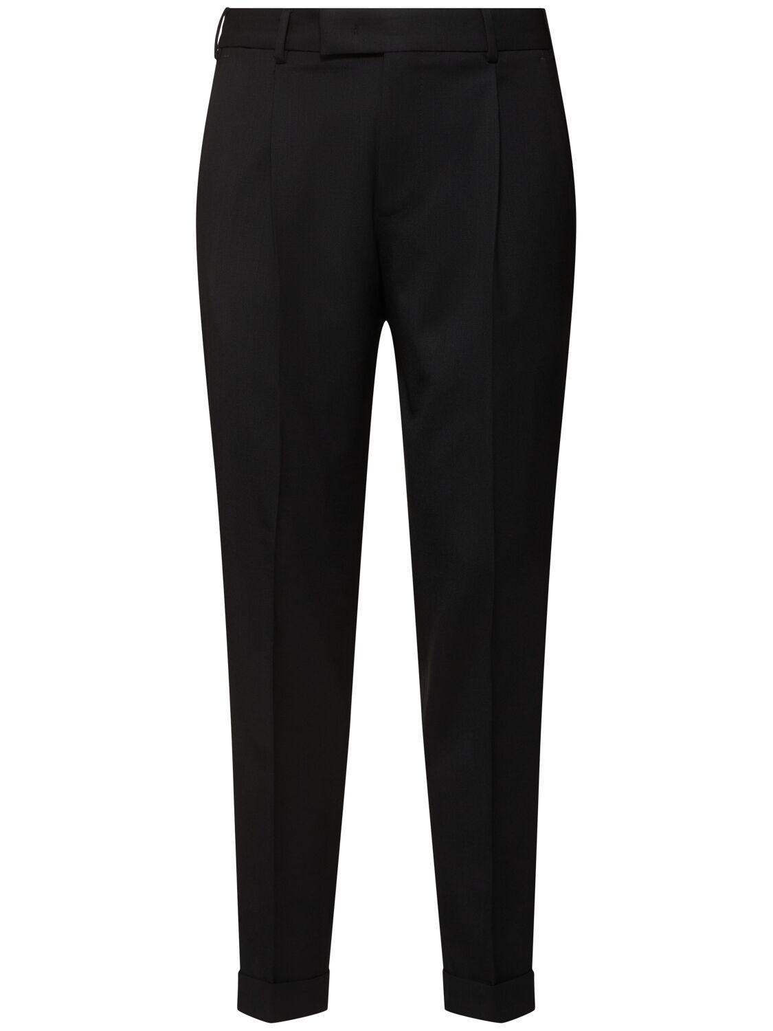 PT TORINO Rebel Pleated Stretch Wool Pants In Blue Product Image
