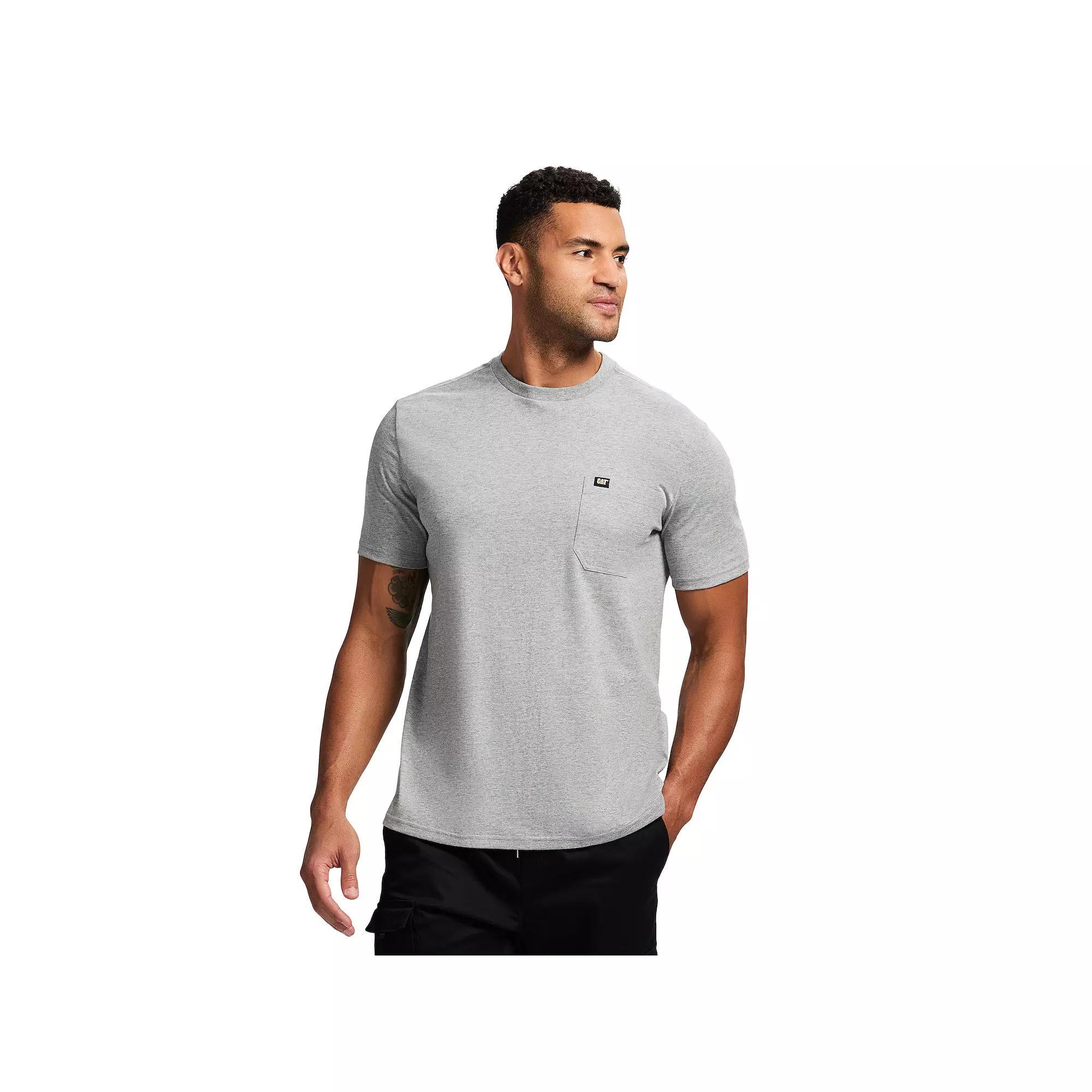 Men's Caterpillar Short Sleeve CAT Logo Pocket Tee, Size: Large, Grey Grey Product Image