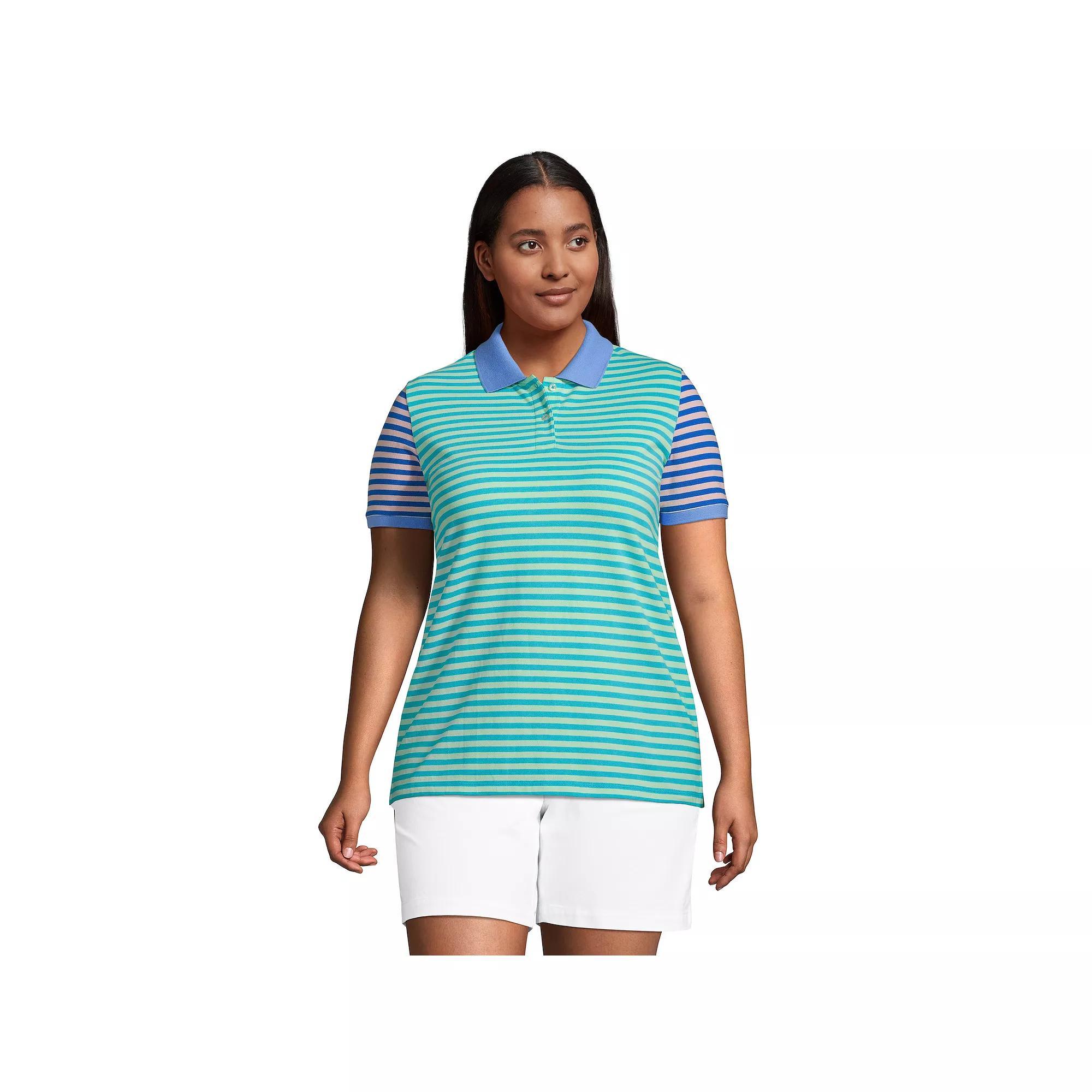 Plus Size Lands End Mesh Supima Cotton Polo Shirt, Womens Product Image