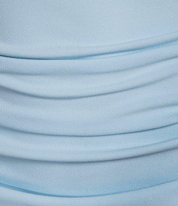Gibson  Latimer Crepe Knit Asymmetric Neck One Shoulder Off-the-Shoulder Short Sleeve Ruched Sheath Midi Dress Product Image