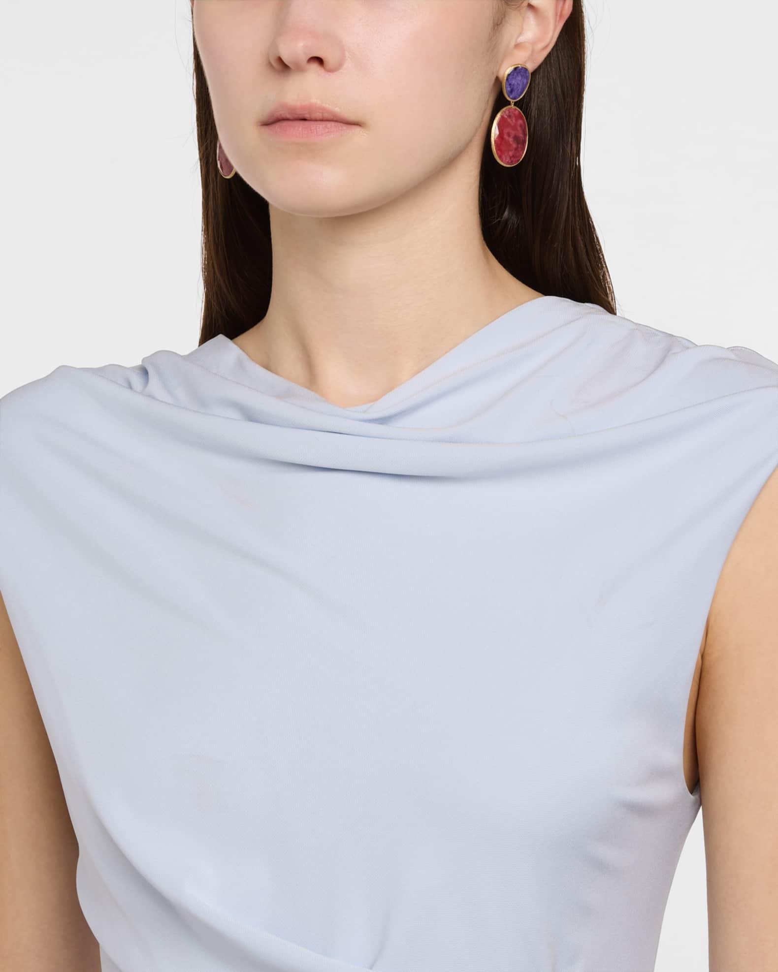 Lunaria 18K Yellow Gold Earrings with Charoite and Thulite Product Image