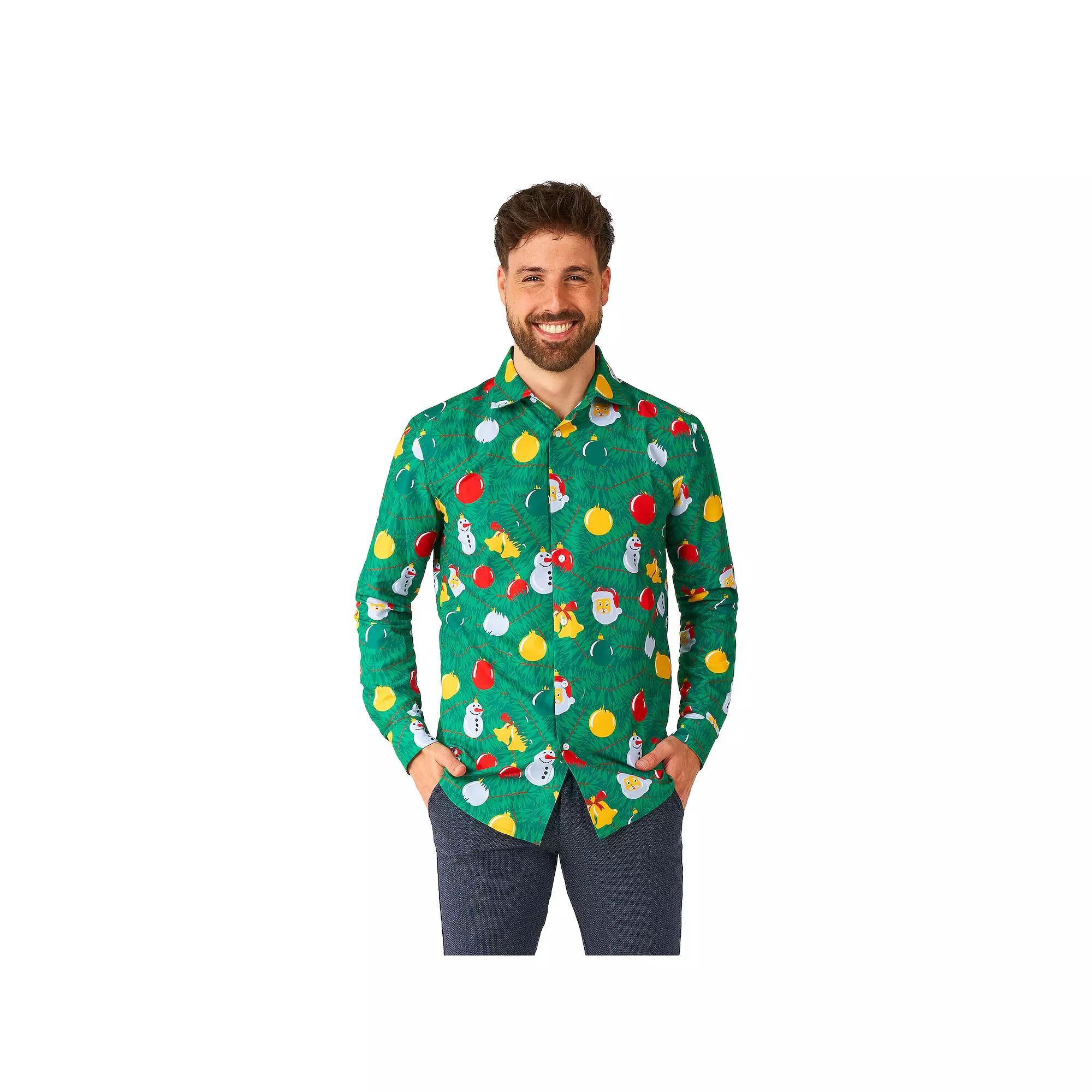 Men's Suitmeister Christmas Trees Shirt, Size: Large, Ornaments Green Product Image