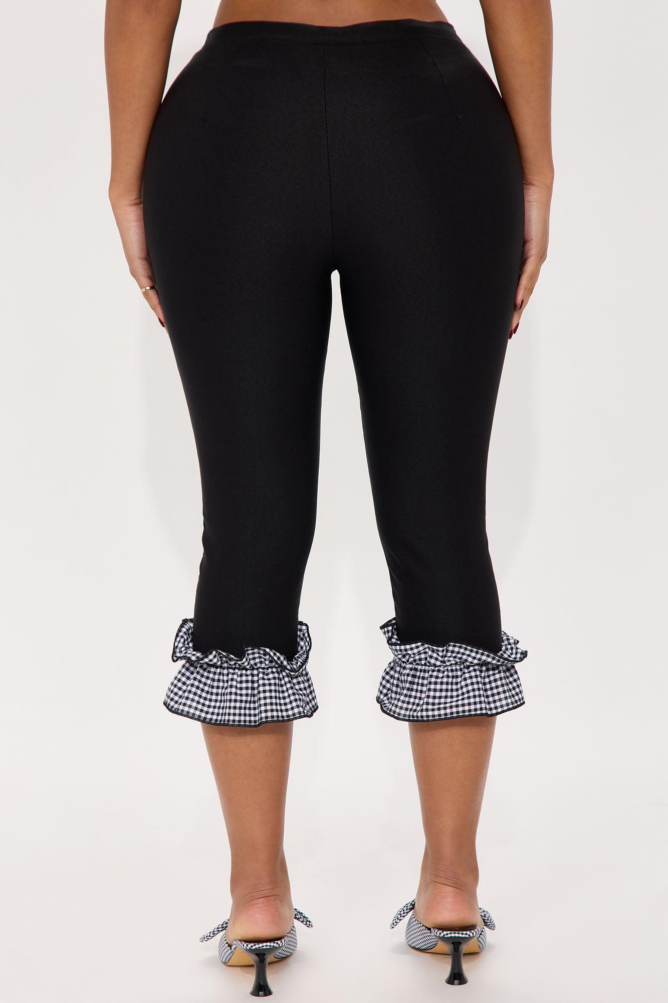 Georgia Gingham Ruffle Capri Legging - Black Product Image