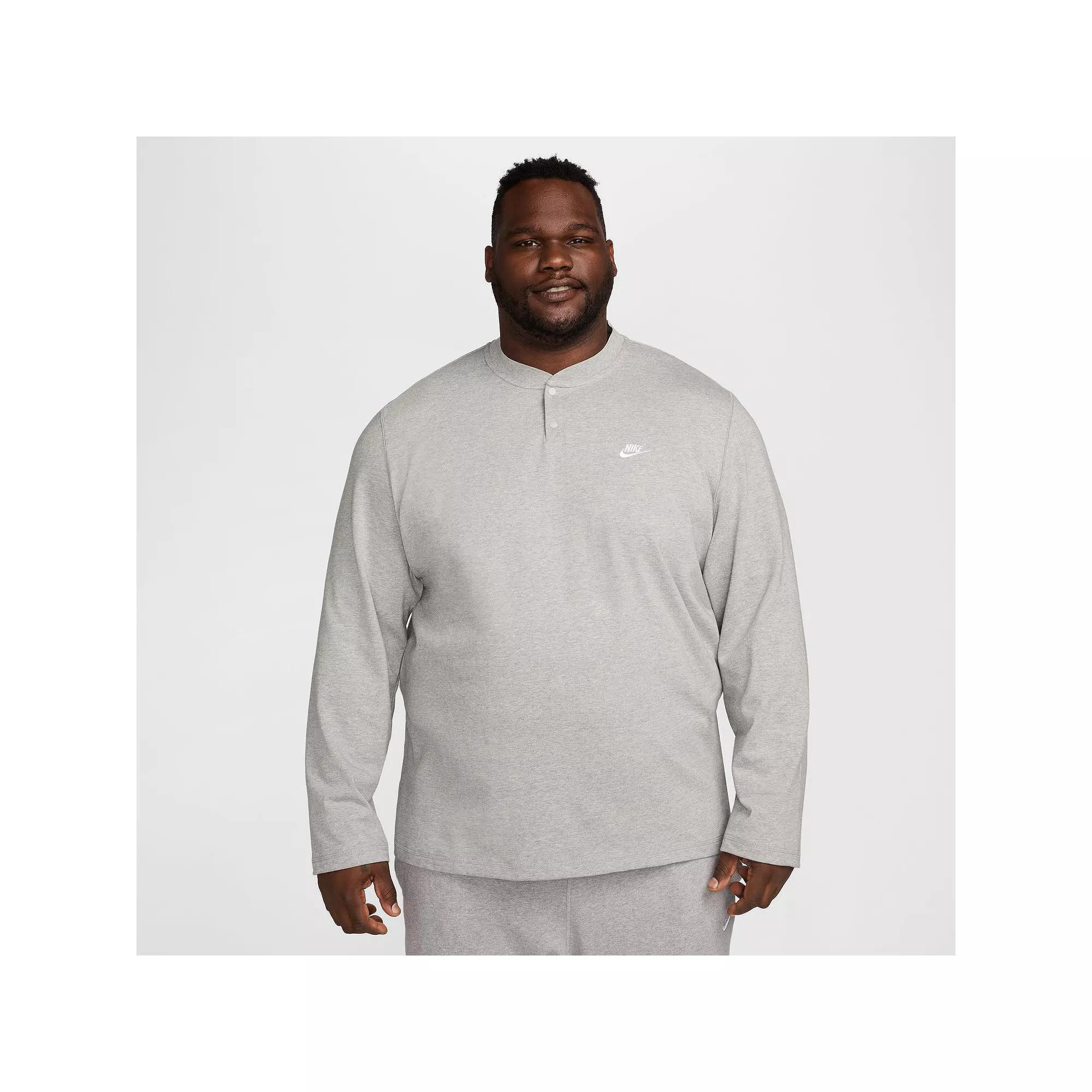 Men's Nike Club Fleece Long Sleeve Henley, Size: Medium, Black Product Image