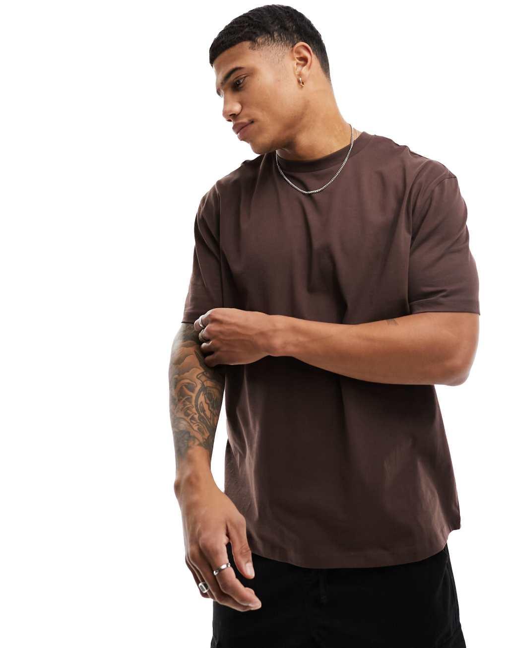 ASOS DESIGN relaxed t-shirt in brown with skate back print Product Image