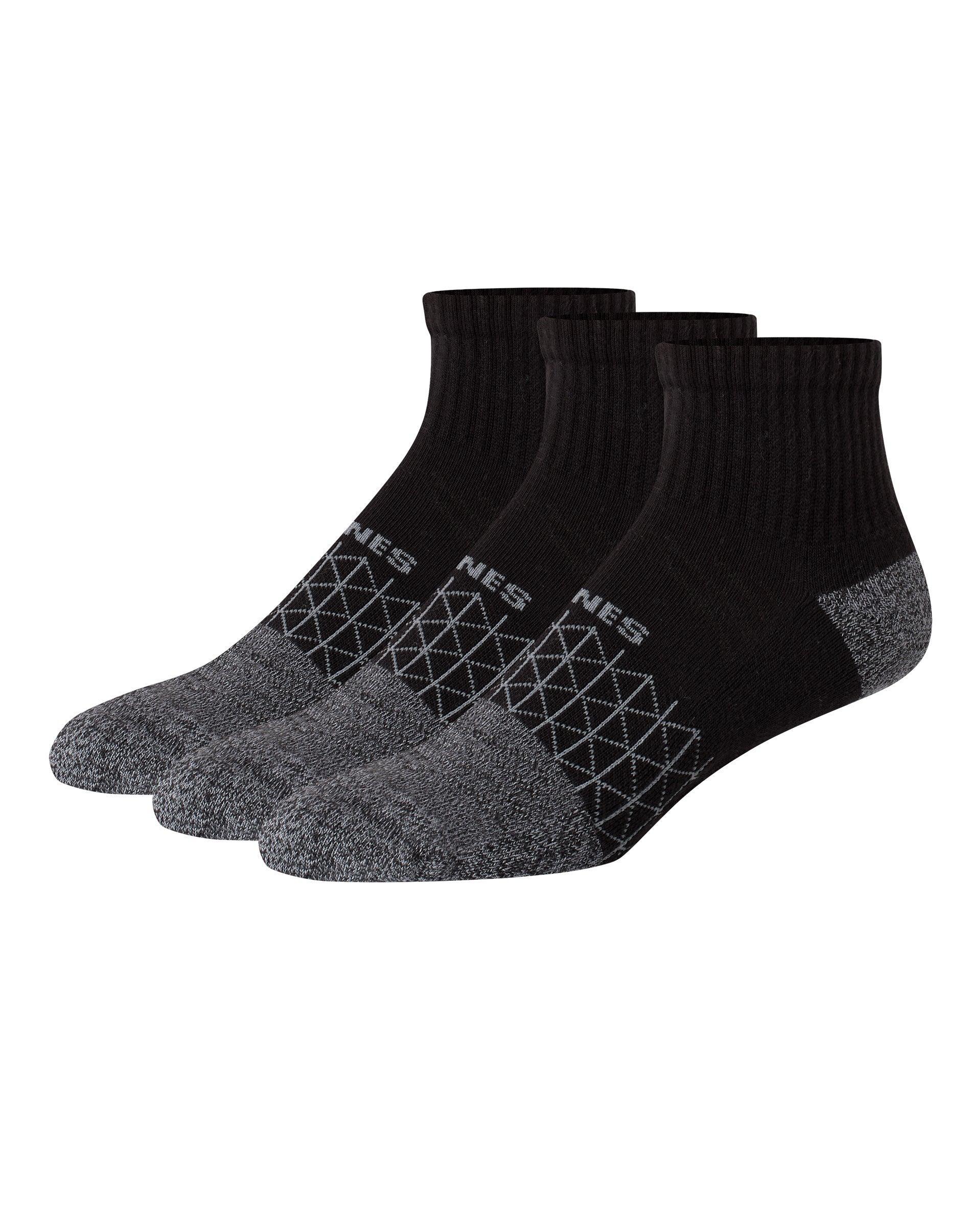 Hanes Men's 3pk Absolute Active Cushioned Ankle Socks 6-12: Cotton Blend, Arch Support, Seamless Toe, Breathable Mesh Product Image
