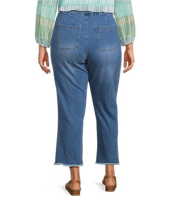 Multiples Plus Size Wide Leg Pull-On Cropped Denim Jeans Product Image