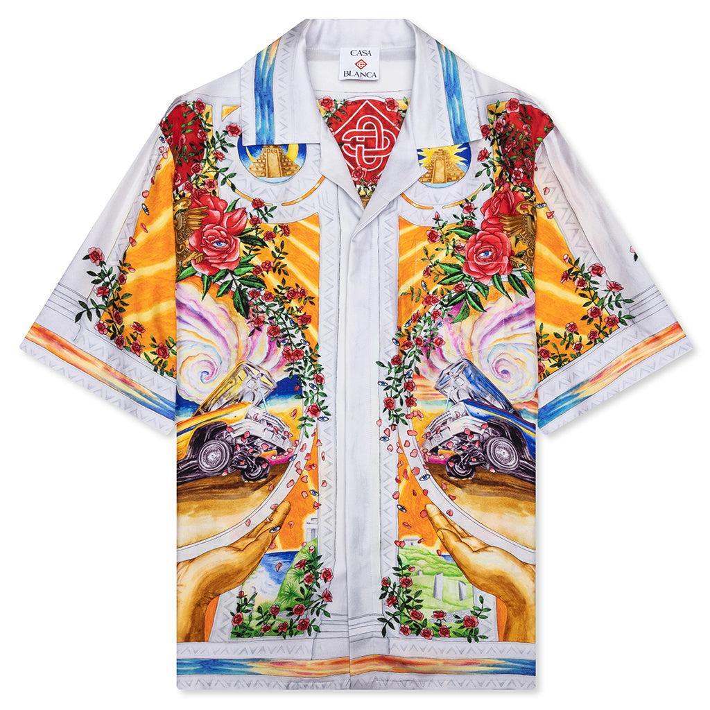 Short Sleeve Cuban Collar Shirt - A Tournade De Rose Male Product Image