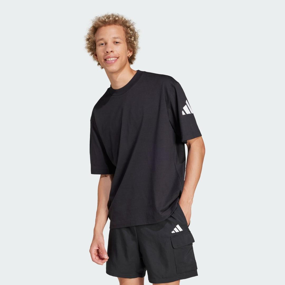 adidas Essentials Loose Fit 3 Bar Logo Tee White M Mens Product Image