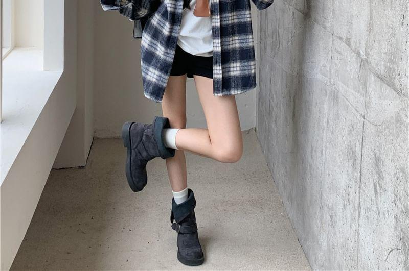Hooded Plaid Shirt Jacket Product Image