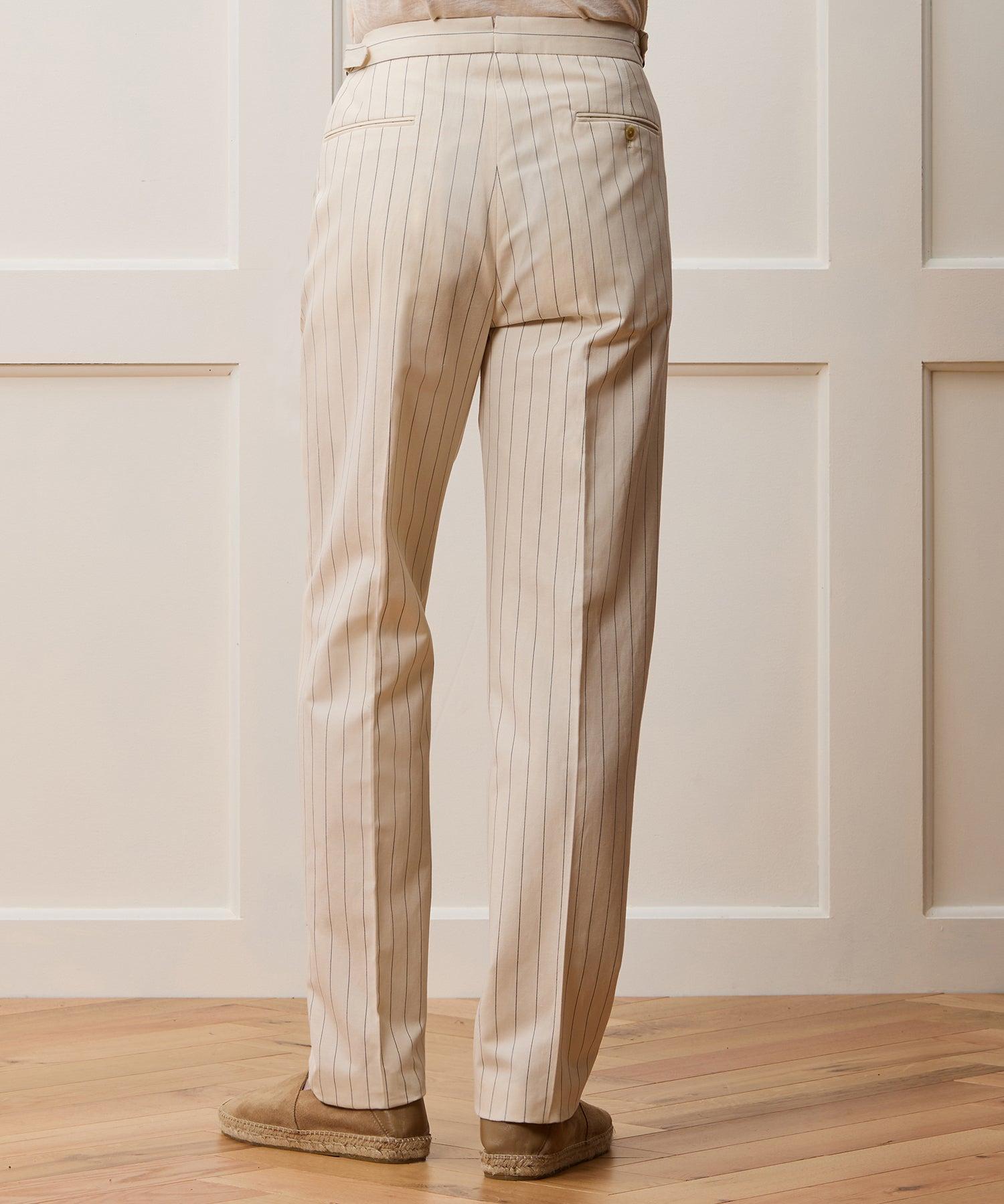 Italian Cotton Linen Striped Side Tab Trouser Product Image