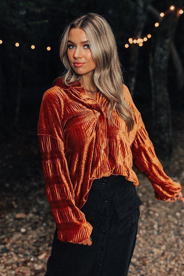 Amazing Views Velvet Top in Rust Product Image