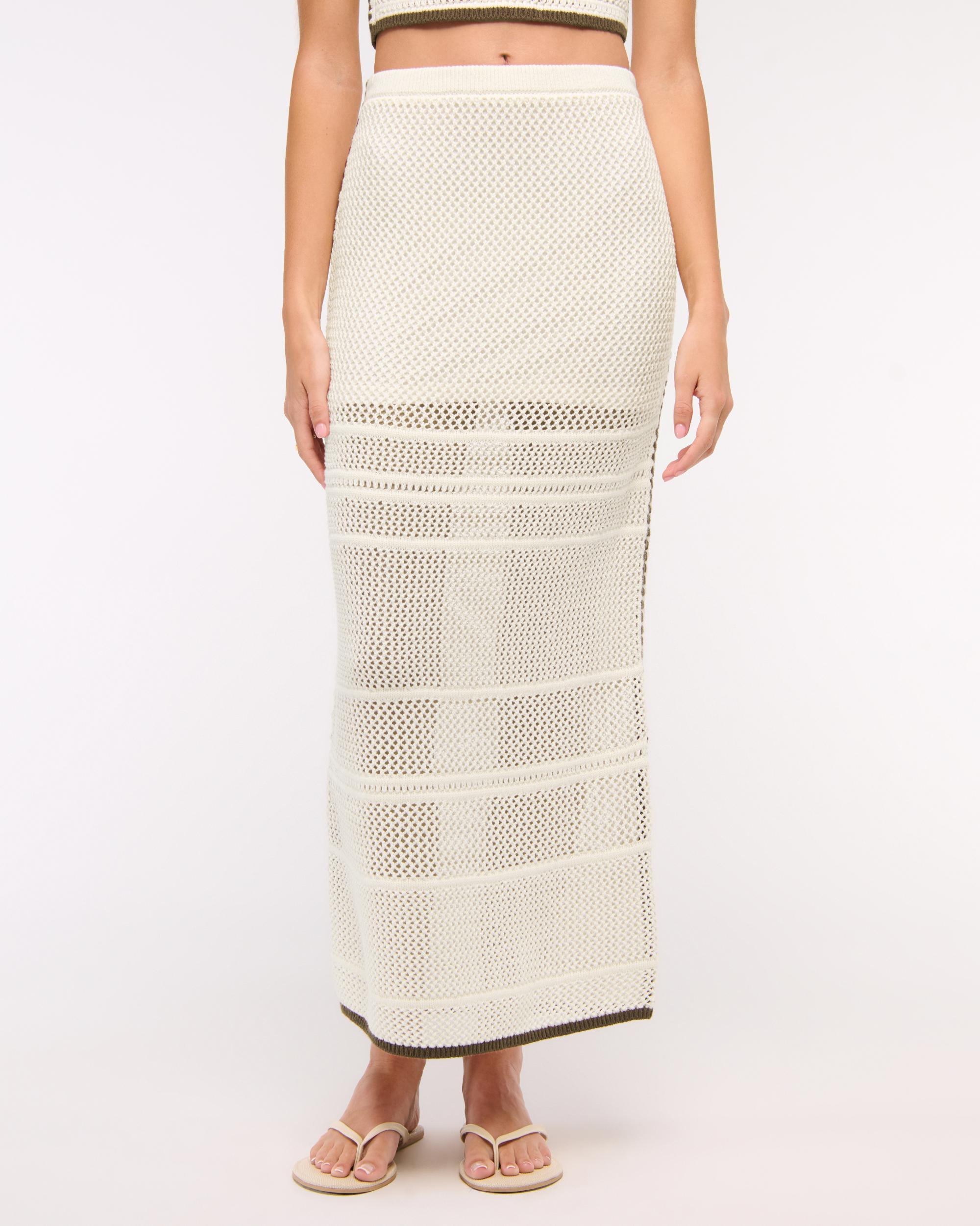 Mid Rise Crochet-Style Maxi Skirt Product Image