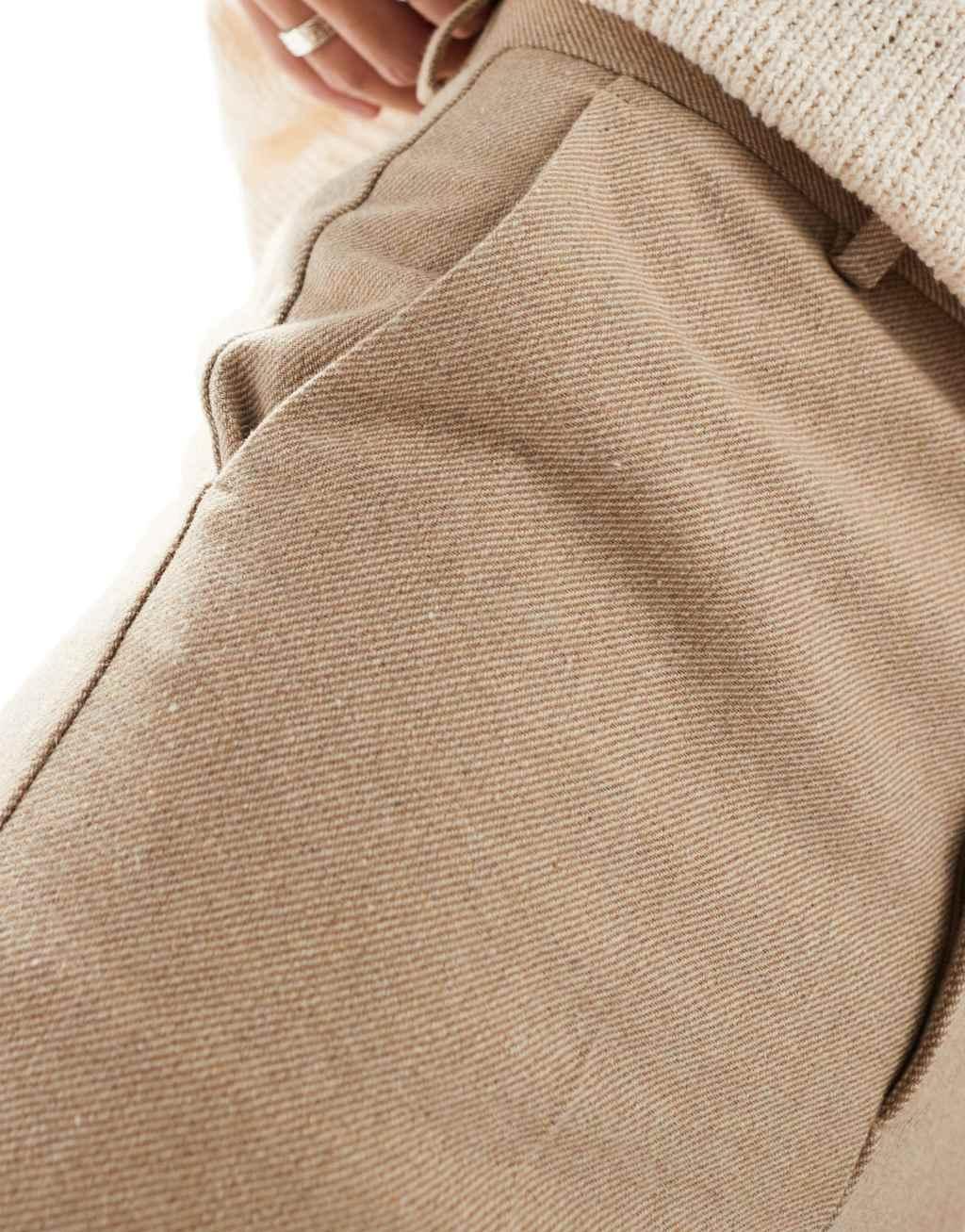 ASOS DESIGN smart high waist flared wool mix pants in stone Product Image