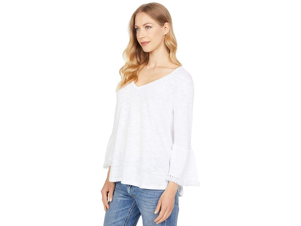 Elliott Lauren Lightweight V-Neck Fringe Sweater Women's Sweater Product Image
