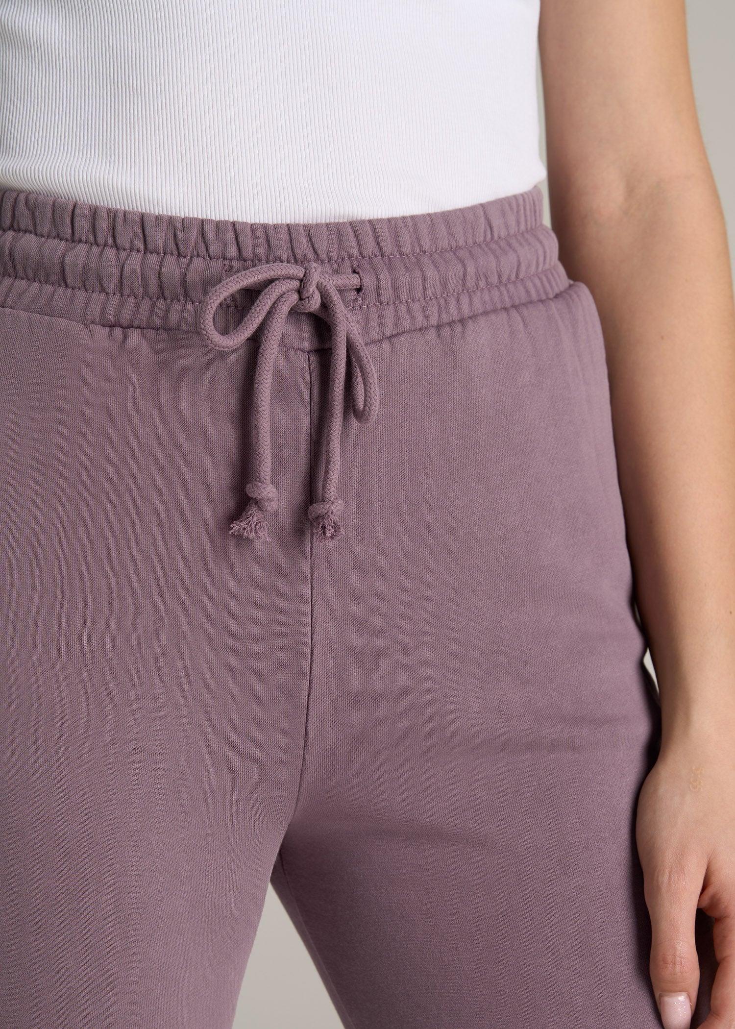 Wearever Fleece SLIM-FIT High-Waisted Women's Garment Dye Sweatpants in Smoked Mauve Product Image