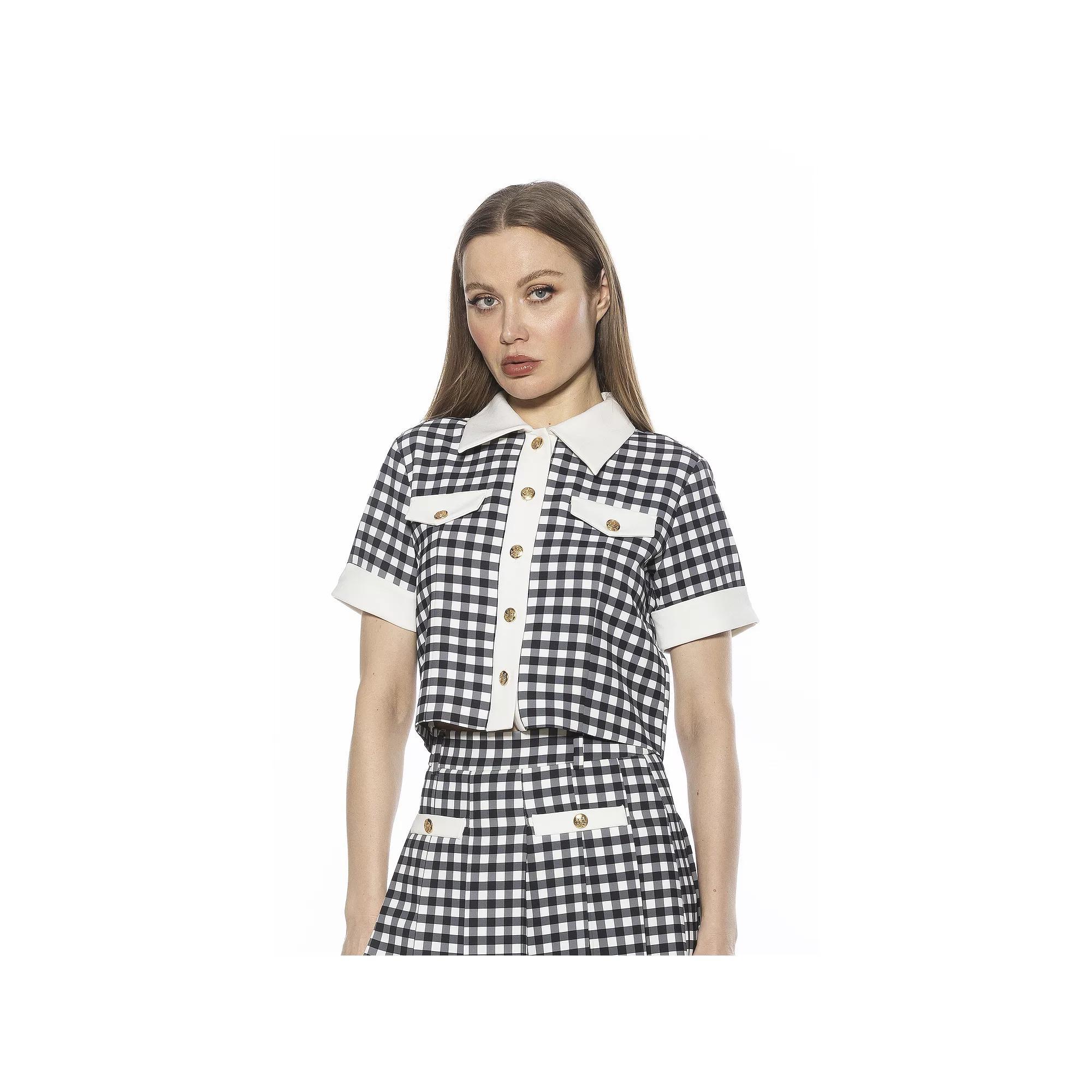 Women's ALEXIA ADMOR Emery Short Sleeve Collared Button Down Top, Size: 10, Ivory Product Image