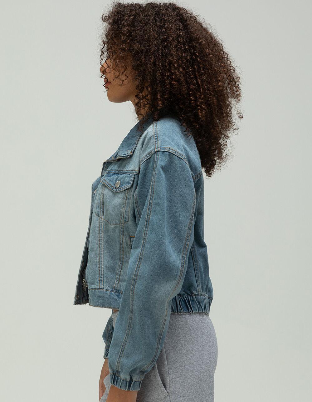 CI SONO Funnel Neck Womens Denim Jacket - MEDIUM WASH Product Image