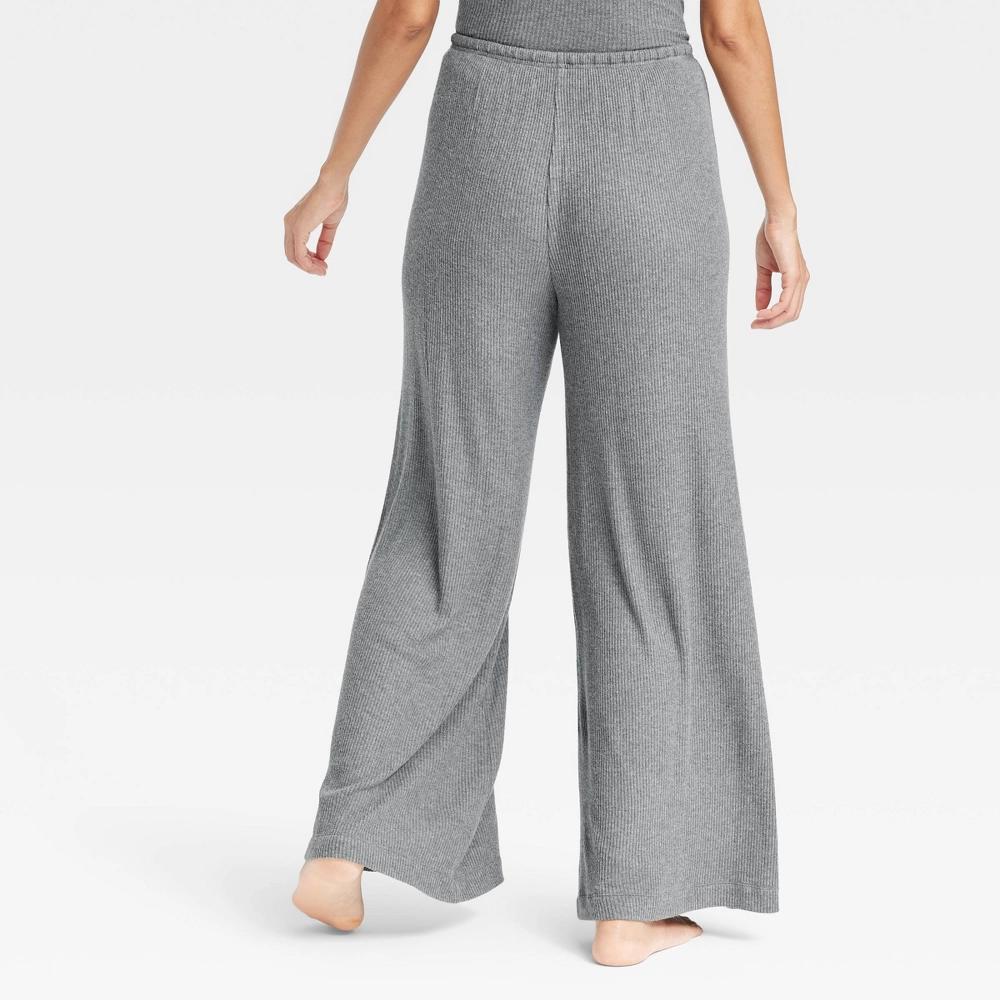 Women's Cozy Ribbed Wide Leg Pants - Auden™ Dark S: Relaxed Fit, Mid Rise, Full Waistband Elastic, 30" Inseam Product Image