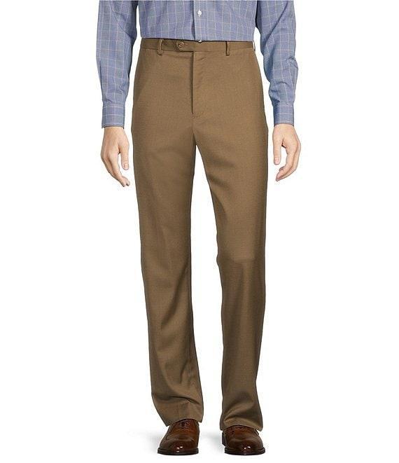 Roundtree & Yorke TravelSmart Luxury Gabardine Ultimate Comfort Classic Fit Non-Iron Flat Front Dress Pants Product Image