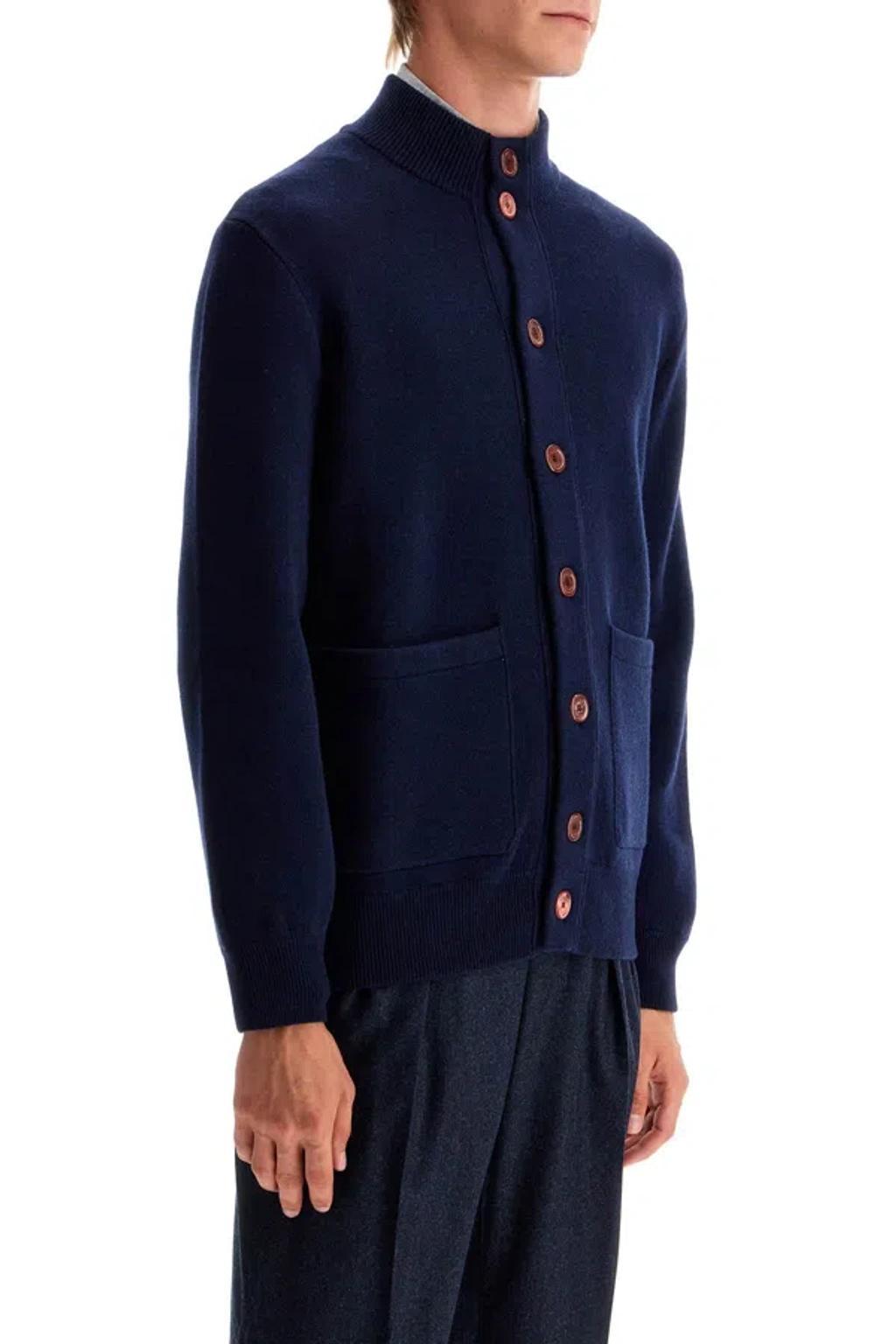 BRUNELLO CUCINELLI Double Knit Cardigan In Seven In Blue Product Image