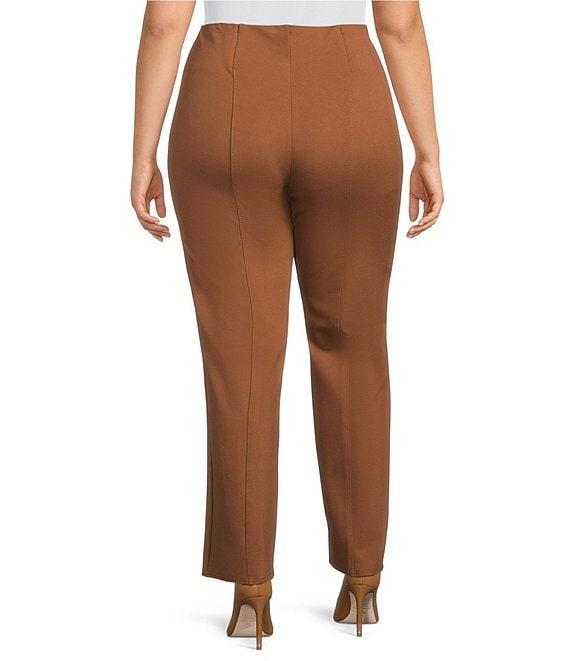 Slim Factor by Investments Plus Size Ponte Knit No Waist Slim Straight Pants Product Image
