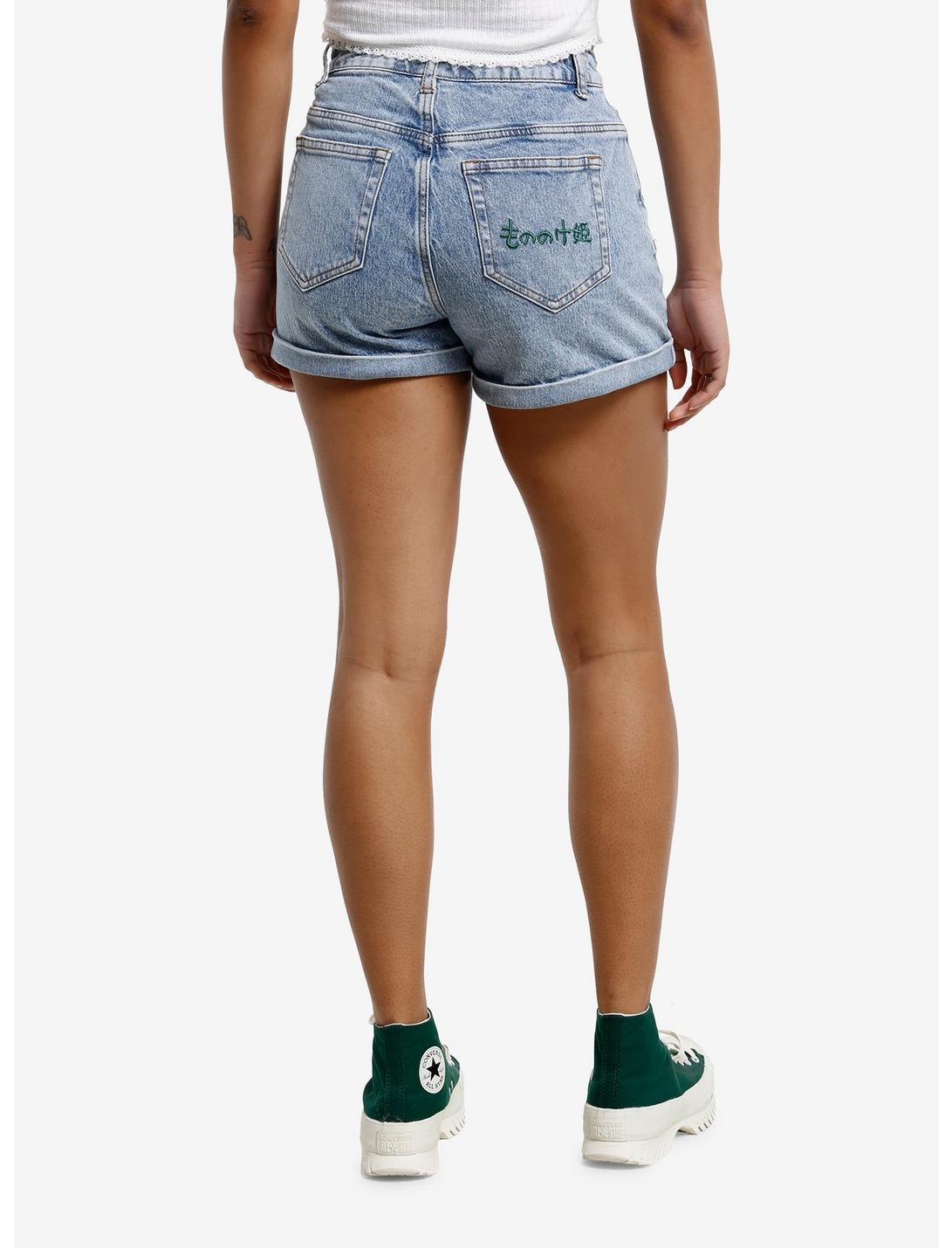 Her Universe Studio Ghibli® Princess Mononoke Kodama Embroidered Denim Mom Shorts Product Image