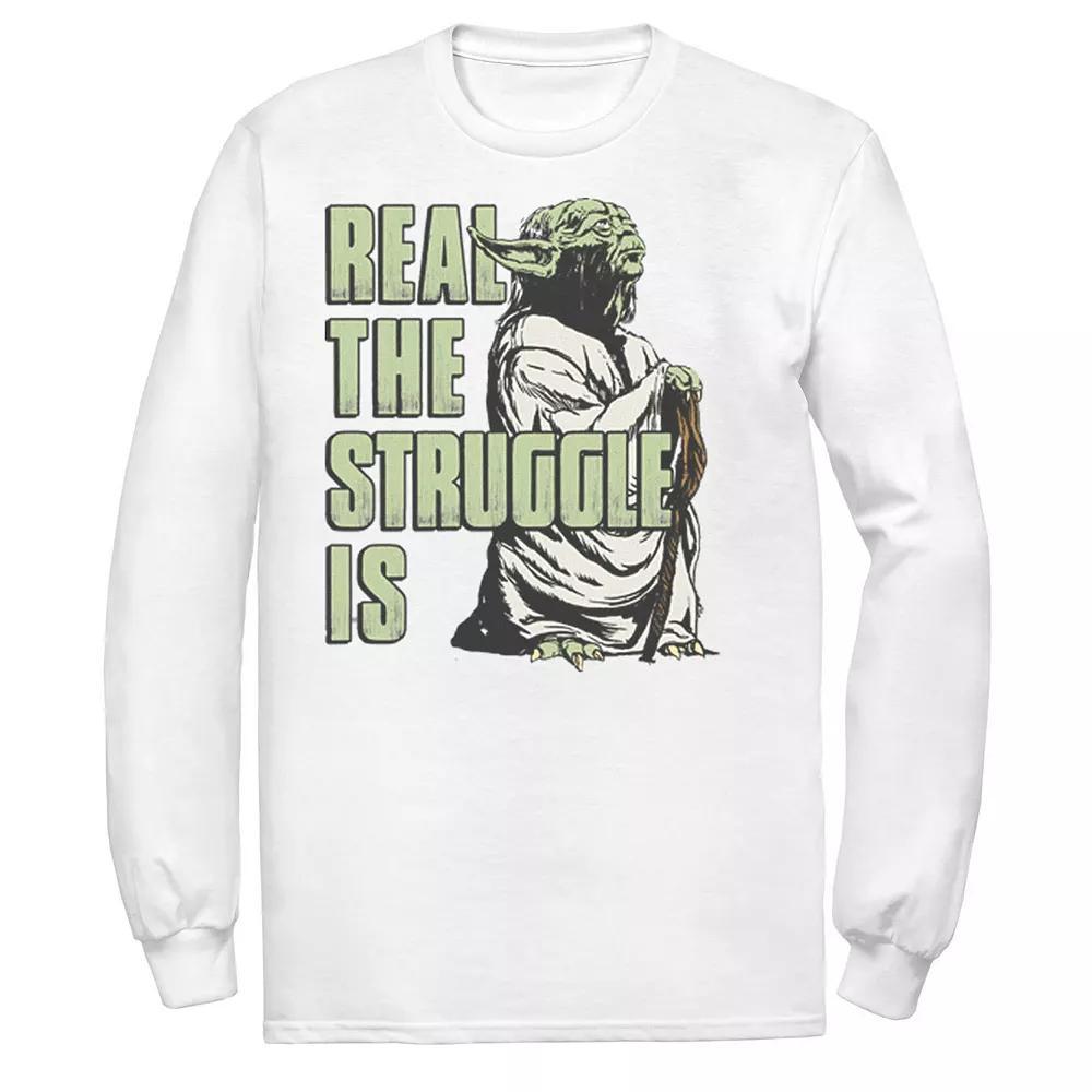 Men's Star Wars Yoda Real The Struggle Is Tee, Size: Medium, Athletic Grey Product Image